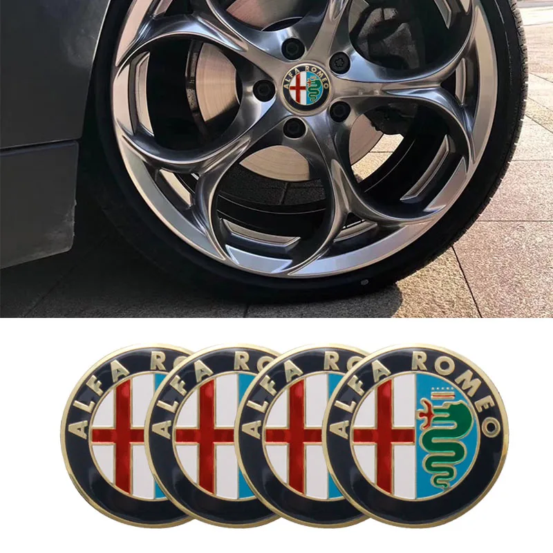 

4pcs 56mm Car Wheel Center Hub Cap Cover Sticker Rim Emblem Badge Fit For Alfa Romeo Giulietta Spider GT Giulia Mito 147 156 159