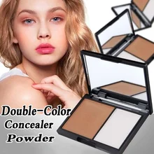 1 шт., два цвета, 3D, высоколегкая пудра для теней, для лица, корректор, пудра для лица, корректор для лица, профессиональный макияж