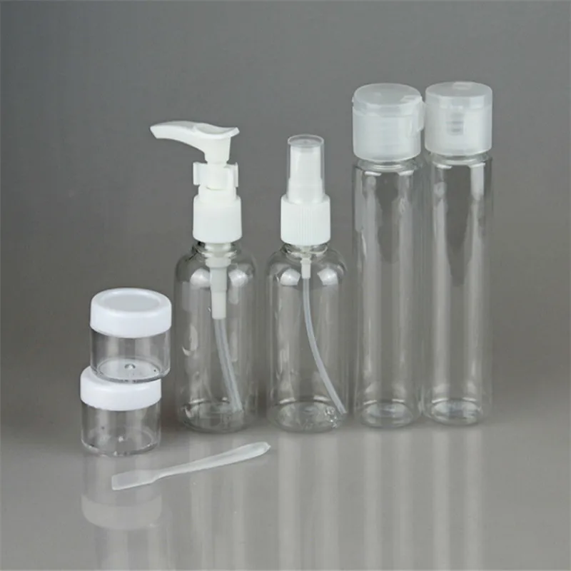 

Holiday Set with Clear Plastic Material 7pcs Set Empty Tubes Cosmetic Cream Travel Lotion Containters Packing Empty Bottle Anne