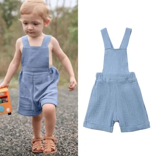 

Cool Retro Kids Baby Boy Bib Romper Solid Color Strap Cotton Jumpsuit Outfits Summer Clothes Sleeveless Brand New Toddler Romper