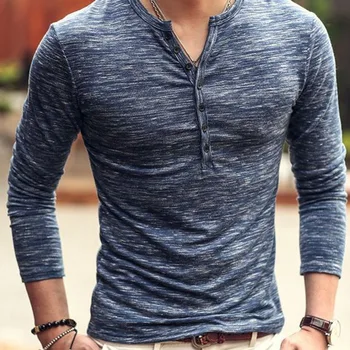 

Mens V Neck Spring Autumn Long Sleeve T-shirt Casual Tee Shirt Fashion Men Cotton Tshirt