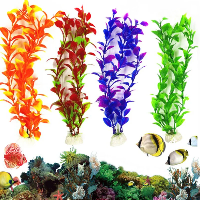 Fish Tank Decorations Aquarium Plastic Plant Artificial Simulation Water Plants 25cm