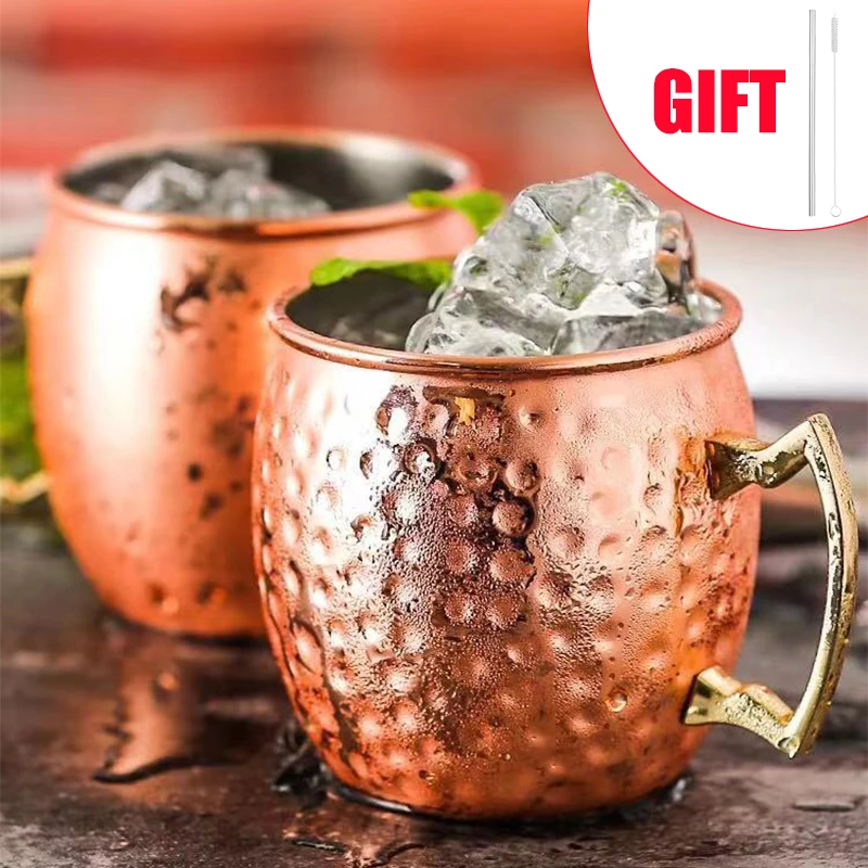 

Moscow Mule Mug Beer Coffee Mug Black Rose Mugs Kitchen 530ml Whisky Cup Hammered Copper Plated Bar Drinkware 19 Ounces