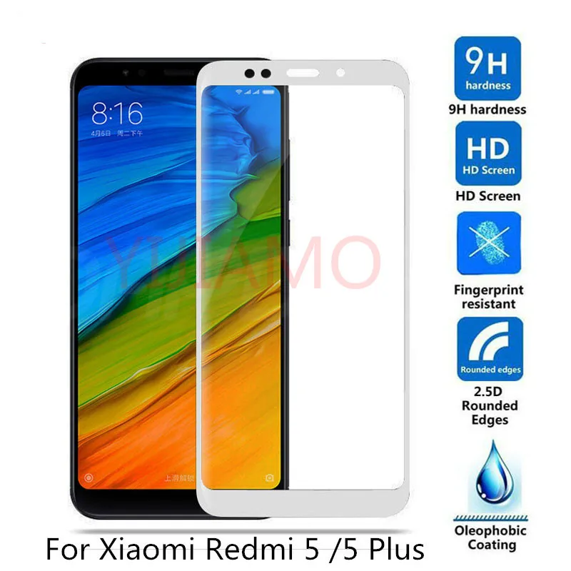 

For Xiaomi Redmi 5a tempered glass redmi 5 plus Full Cover screen protector For Redmi5 Redmi 5plus Phone Glass Protective Film