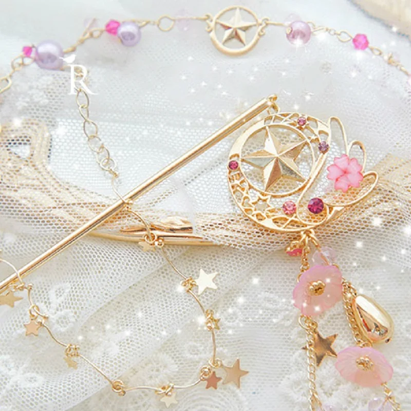 

2018 new Cute Cardcaptor Sakura Bracelet & Hair Clasp Headdress Anime Cardcaptor Sakura Cosplay comic Accessories