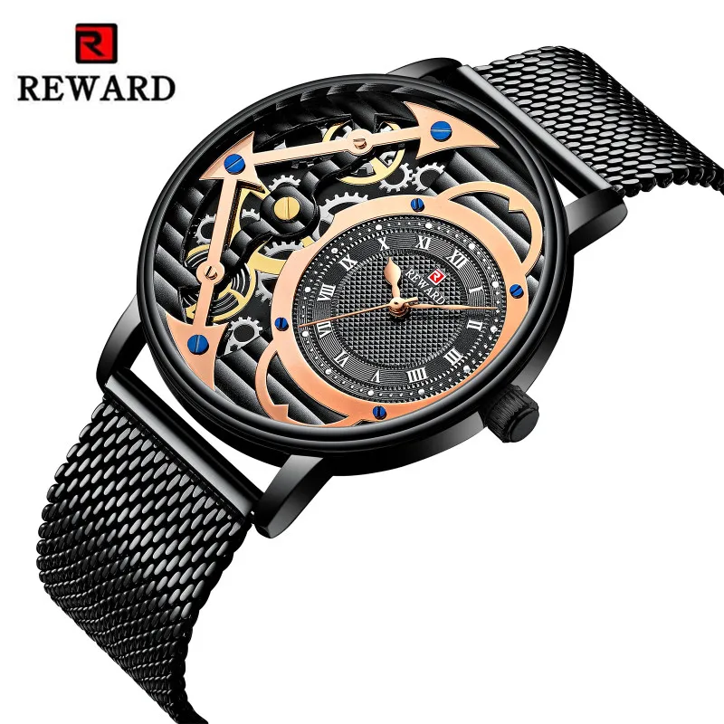 

REWARD Luxury Men's Watch Fashion Skeleton Watch Men Stainless Steel Waterproof Men Watch Clock Relogio Masculino Reloj Hombre