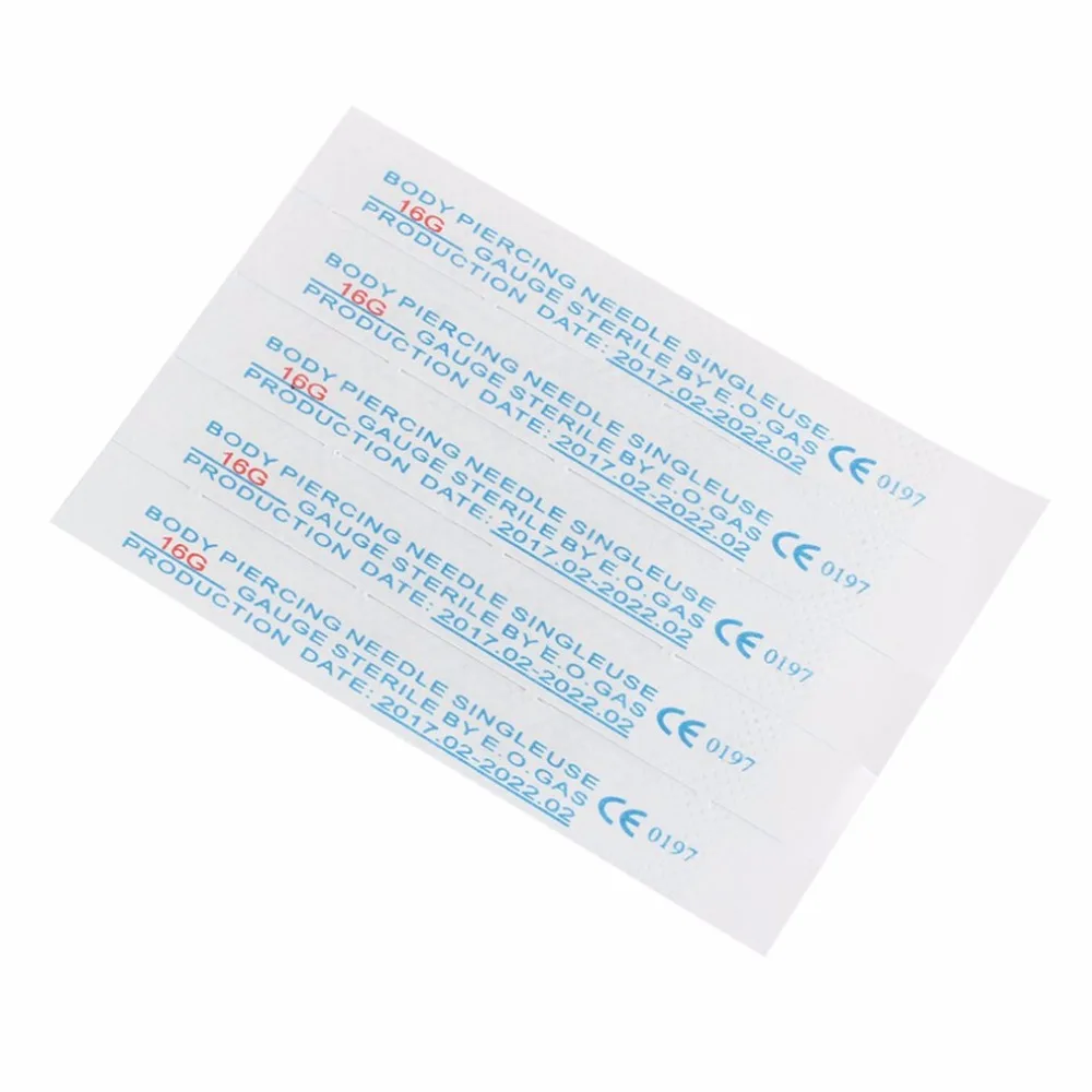 10pcs/lot 16G Piercing Needles Tattoo Accessory Disposable Sterile Body Piercing Needles for Navel Ear Nose Tattoo Needle