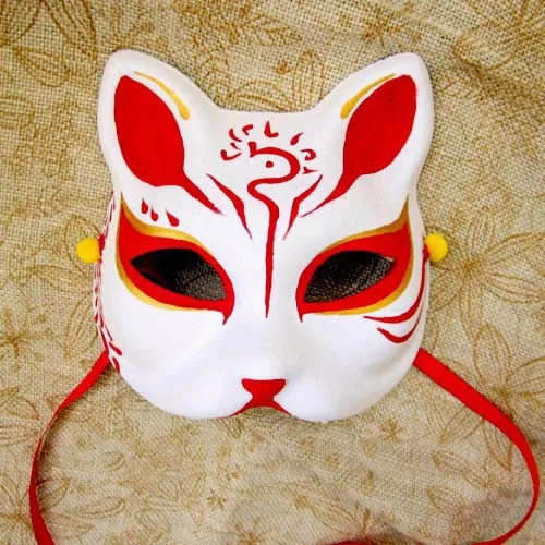 Upper Half Face Japanese Hand Painted Fox Masks Kitsune Cosplay ...