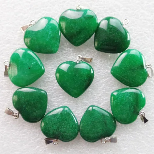 

Starting from $20, you can mix it up to buy 10Pcs 22x20x6mm Beautiful Green Jades Heart Pendant Bead