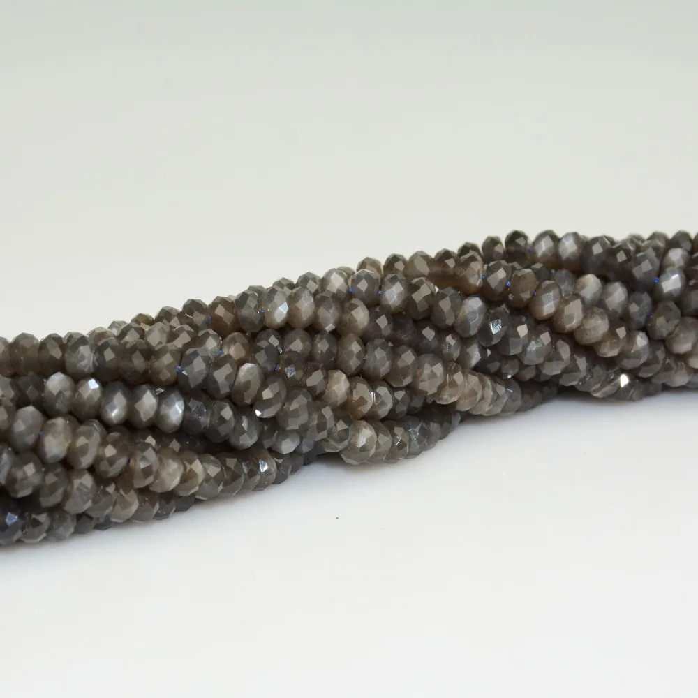 Натуральный серый лунный камень граненые бусины Рондель 5X7,5 мм