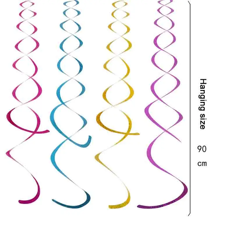 6pcs/pack New Party Decoration Wedding Party Ceiling Decoration Laser PET Double Hanging Swirls Mermaid Party Baby Shower Decor