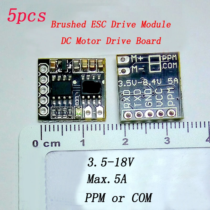 

5pcs Dual-way DC Brush ESC Drive Module PCB Circuit Board DC Motor Electronic Speed Controller 1S-4S PPM Control for RC Boat/Car