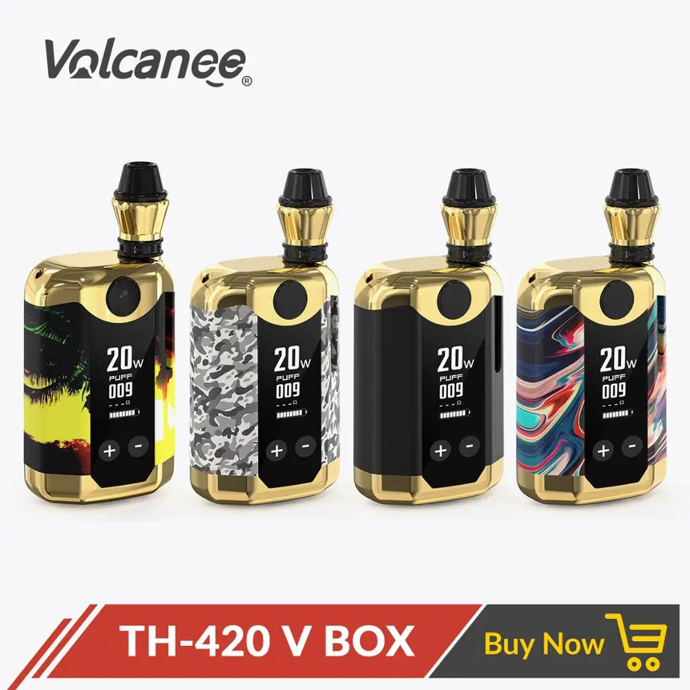 

Volcanee TH-420 V Box Starter Kit 800mAh Preheat Battery 0.5ml Thick Oil Ceramic Cartridge for 510 Thread Vape Box Mod eCig Kit