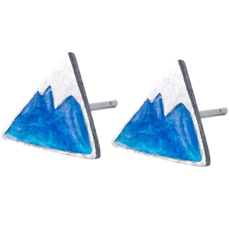 

Geometric Triangle Blue Iceberg 925 Sterling Silver Studs Earrings