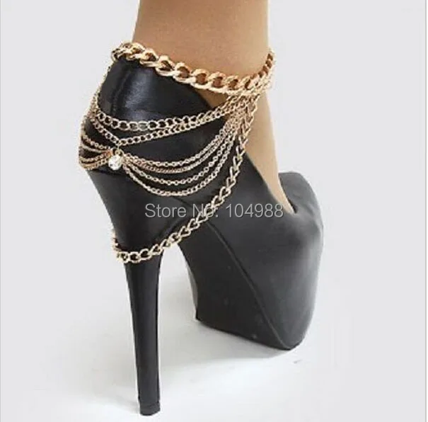 Wholesale 5pcs/lot Women Fashion Gold colour Ankle Chains Multi layers