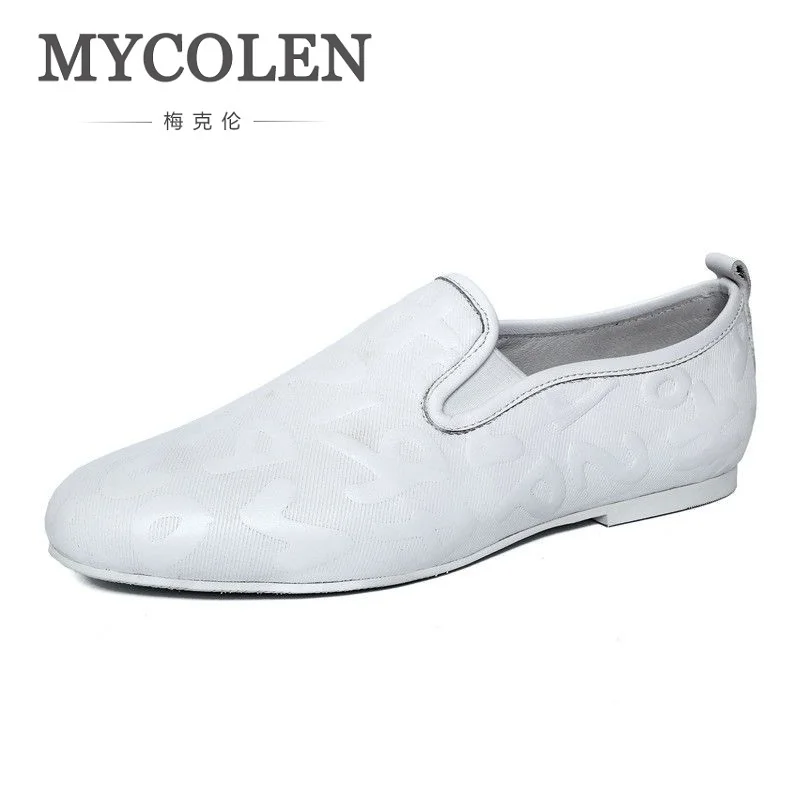 Mâle Appartements Mycolen Chaussures Casual Luxe gêne Souple De Blanc Mocassins Cuir Marque En Sans Véritable Hommes qwPSWq6Tf