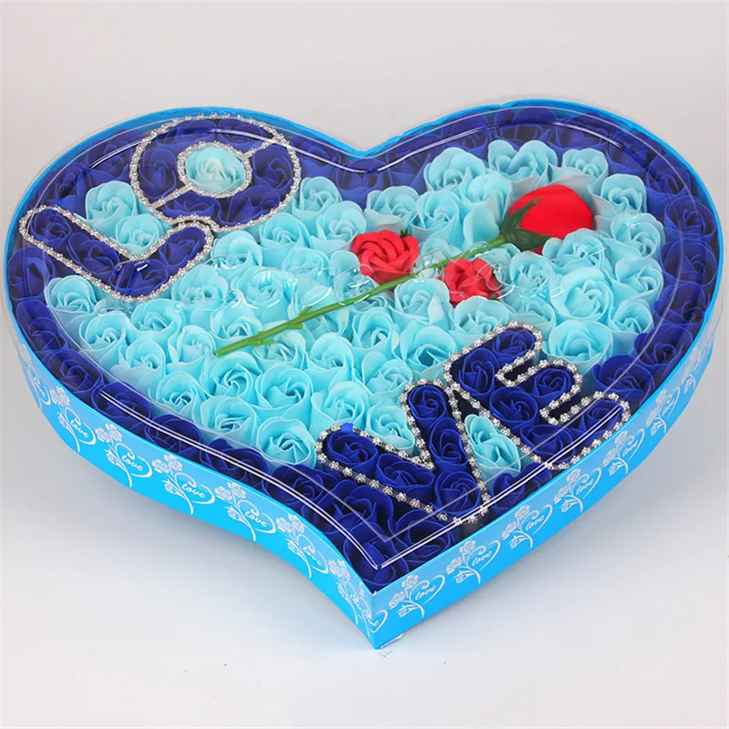 100PcsLot Rose Soap Flower Gift Box Artificial Flowers For Wedding Valentine'S Day Gift Scented Bath Soap Rose Flower Petals MW007 (8)