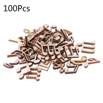 

100pcs Laser Cut Wood Music Note Embellishment Wooden Shape Craft Wedding Decor