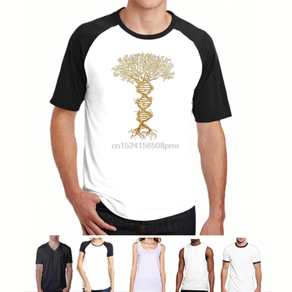 

100% Cotton O-neck Custom Printed Men T shirt DNA Life of tree Women T-Shirt
