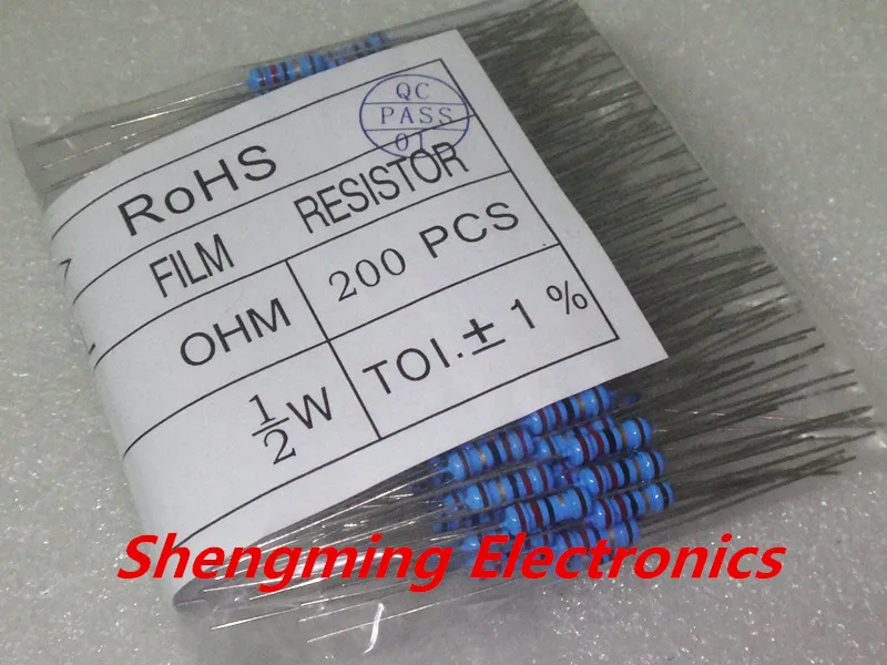 

200PCS 1/2W 0.5W 6R2 6R8 7R5 8R2 9R1 10R 12R 15R 18R 20R 22R 24R 27R 30R 33R 36R 1% Metal Film Resistors