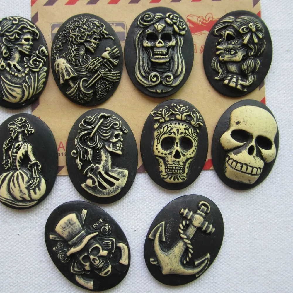 

Rena!! Min.order $6 (mix order),30*40mm 20pcs Women&Man Skull Cameo for Scrapbooking, jewelry accessory, DIY, Free shipping