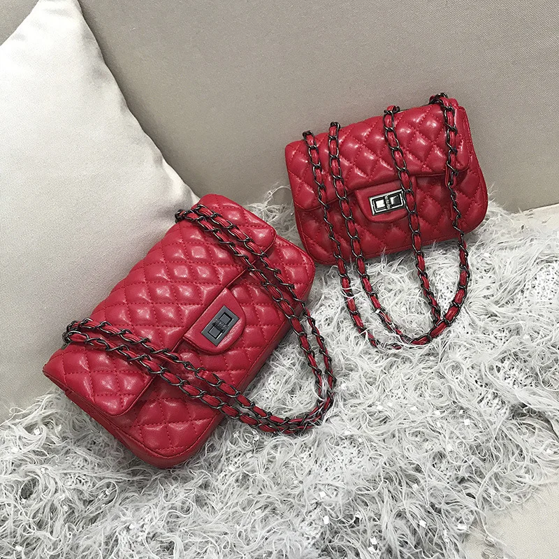 2019 new chain diagonal ladies bag Europe and America retro simple small square bag shoulder bag