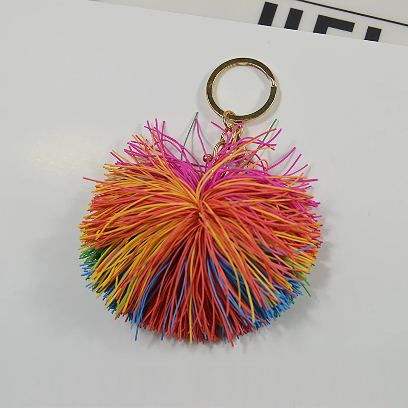 

Fluffy Multicolour Rubber Fur Ball Ball Keychain Key Rings Key Holder Unisex Trendy Jewelry Bag Ornaments Gift