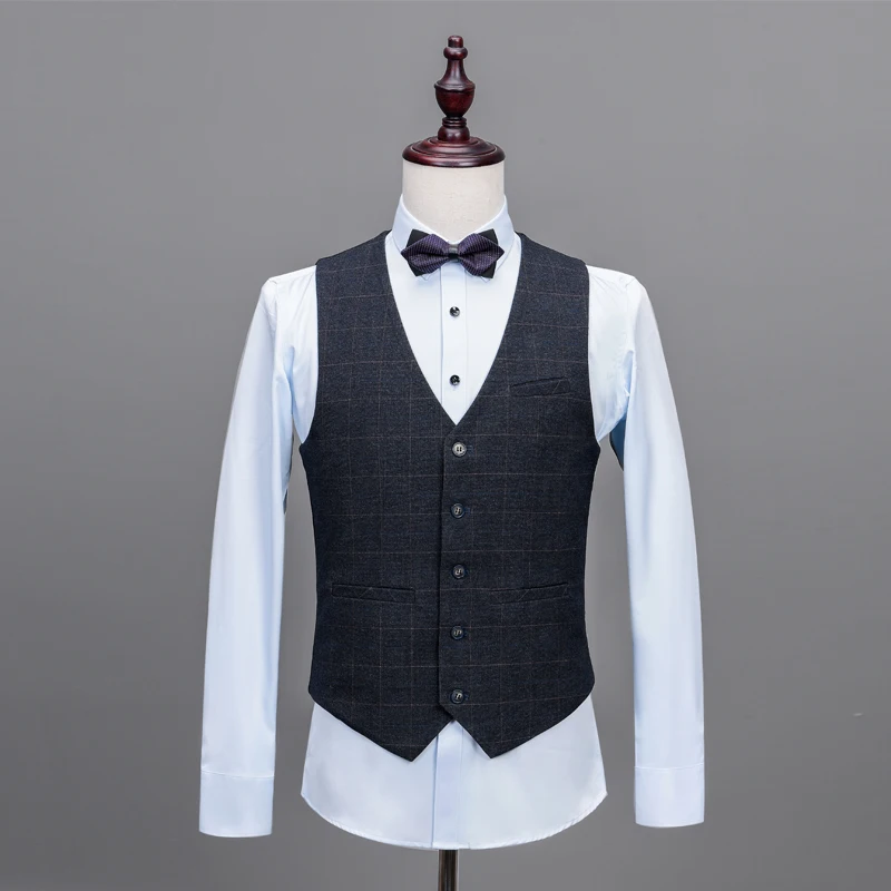 Slim Fit Peaked Lapel Prom Wool Men Suit Tuxedo With Pant Two Buttons Wedding Suits for Men Jacket Vest Pant