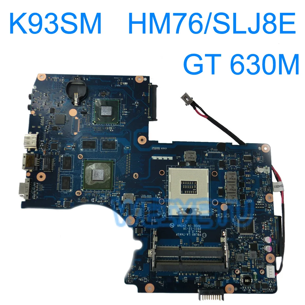 

K93SM LA-7441P HM76/SLJ8E Motherboard For ASUS X93SV X93S Laptop Mainboard GT630M PBL80 N13P-GL2-A1 100% Tested