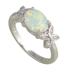 Office style Zirconia design White fire Opal Silver Stamped Rings for Ladies fashion jewelry USA size #6#7#8#9#10 OR657A