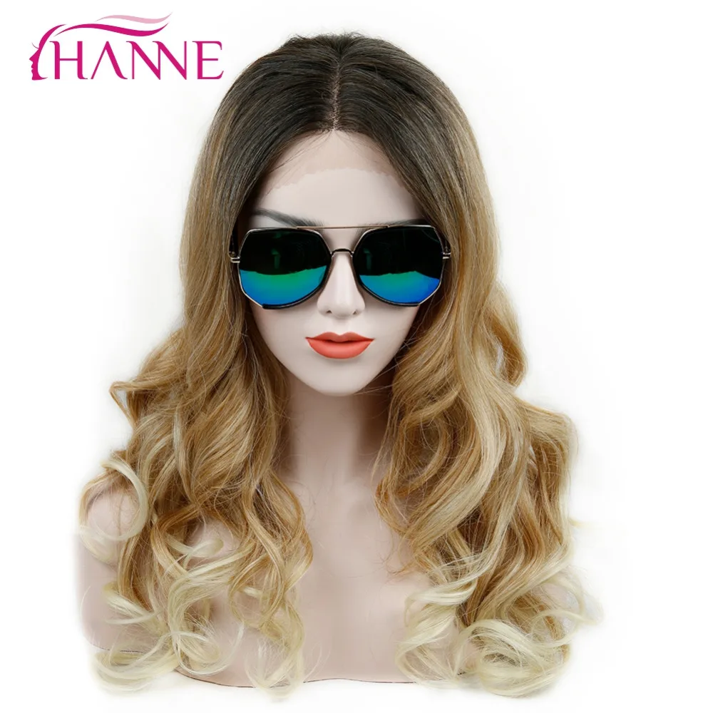 HANNE 26inch Long Body Wave Synthetic Lace Front Wigs For Woman High Temperature Fiber Dark Root Mix Blonde End Ombre Wig 230g body-wave : image HANNE 26inch Long Body Wave Synthetic Lace Front Wigs For Woman High Temperature Fiber Dark Root Mix Blonde End Ombre Wig 230g body-wave