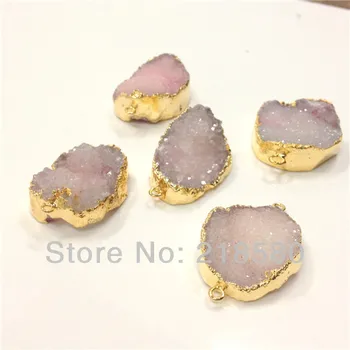 

C150630512 8pcs Light Pink Druzy Pendants Gold Color