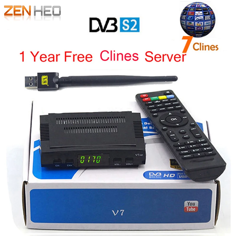 Free Satellite Tv Decoder 1 Year Europe Clines Server DVB S2 V7 HD Receptor Satellite Decoder