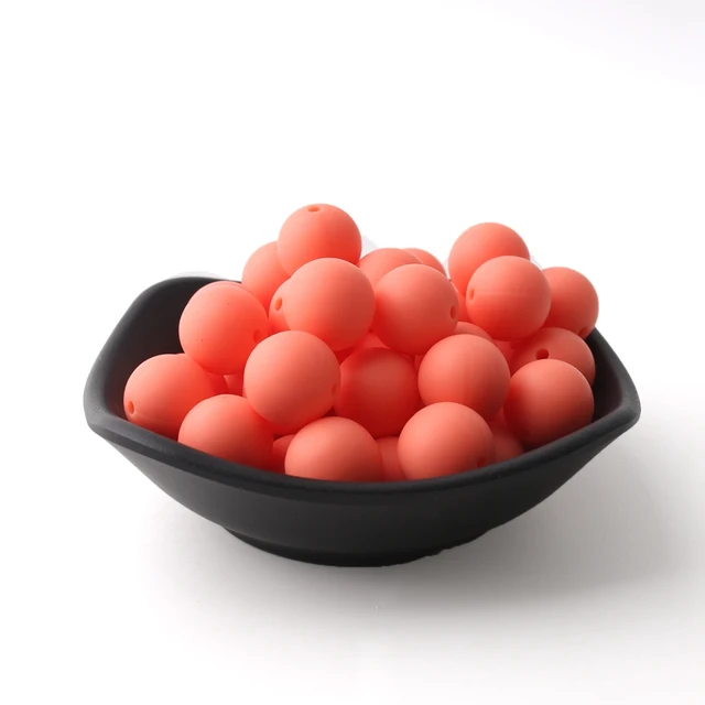 60pcs 12mm Baby Teether Silicone Beads Diy Pacifier Chain Bracelet Bpa Free Chewable Round Silicone Bead Accessories For Newborn Almon Orange
