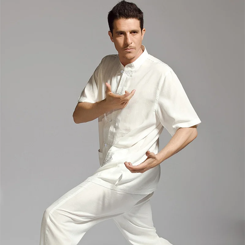 

Short Sleeve Taiji Clothing with Opening Leg Cuff Kung Fu Uniform Tai Chi Suits Chinese Tang Dress Tai Chi Clothing Bruce Lee