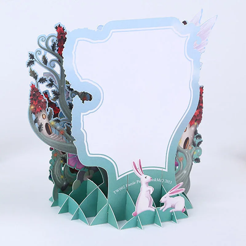  3D Laser Cut Handmade Happy Birthday Fairy Tale Forest Paper Invitation Greeting Card with Envelope - 32803898677