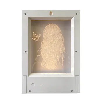 

New 3D Creative Novelty Warm Led 3D Acrylic Table Desk Lamp Light Unique Decorative Album Frames 3D Nightlights Desk Lamp Ligh