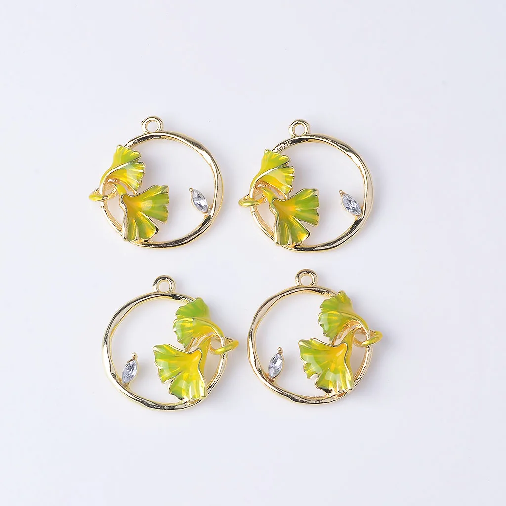 4pcs Ginkgo Leaf Charms Pendants Earrings Jewelry Findings Ornaments Kid Gift