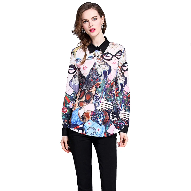 Casual Women tops Blouses Fashion Long Sleeve Turn Down Collar Shirt New Spring Autumn Vintage OL |
