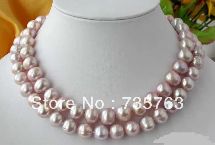 

xiuli 00659 REAL 32" 12MM ROUND LAVENDER FRESHWATER PEARL NECKLACE