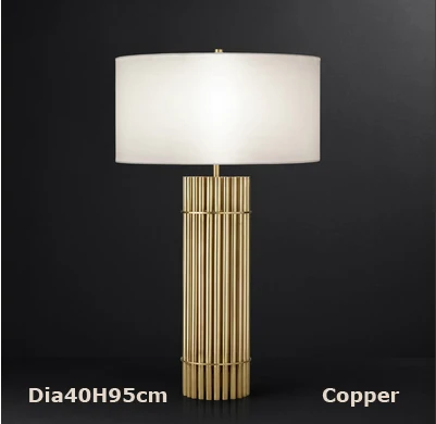 Светодиодный e27 американские ретро цинковые сплав ткань Медь хром светодиодный светильник. Настольная Светодиодная лампа свет. настольной лампе. настольную лампу. светодиодный настольная лампа для Спальня - Цвет абажура: Dia40H95cm copper