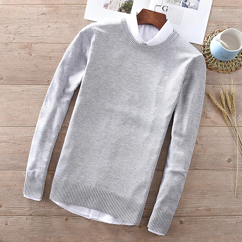 

2018 Autumn and winter new men's sweater round neck slim cotton sweaters male 7 colors fashion clothing mens maglione chandail