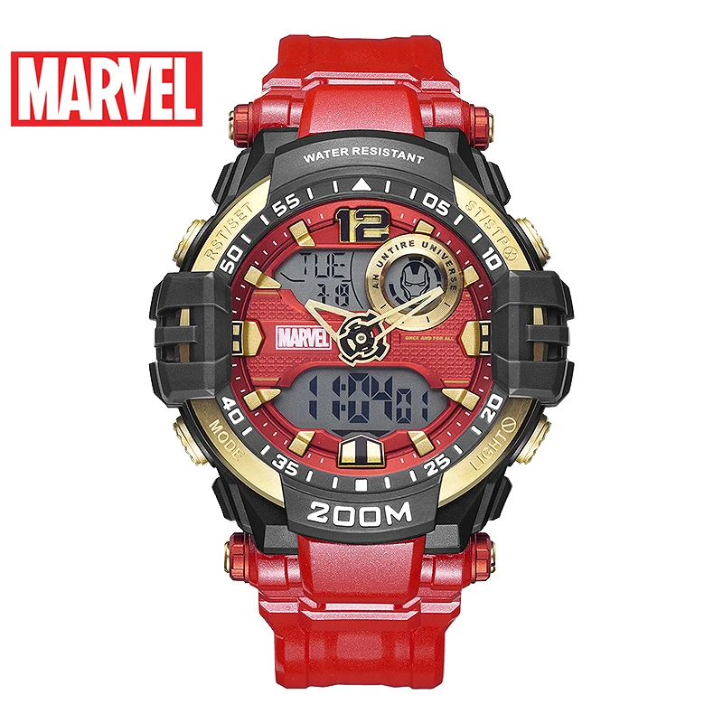 Disney marvel, Железный человек, военные, 200 м, водонепроницаемые наручные часы, двойной дисплей, мужские часы, мужские спортивные часы, мужские часы, шок 9101
