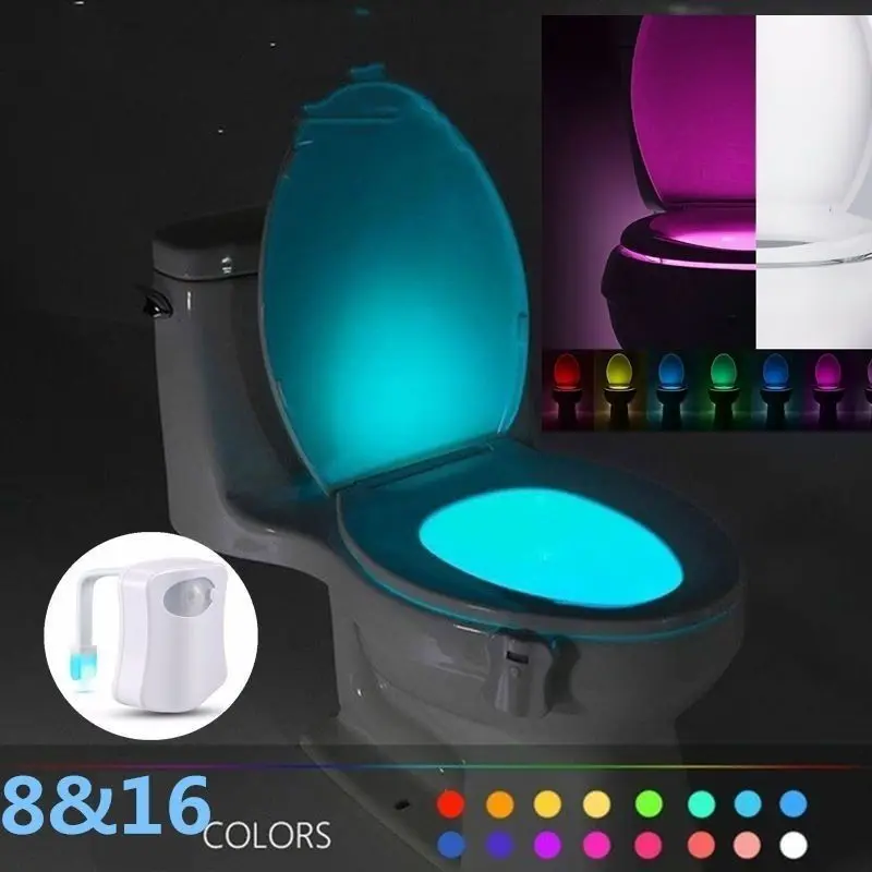 2019 Motion Sensor Toilet Seat Night Light 8 Colors Waterproof Backlight For Toilet Bowl LED Luminaria Lamp WC Toilet Light