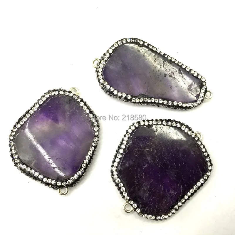 

M603184437 Pave Amethysts Stone Connector Amethysts Quartz Pendant