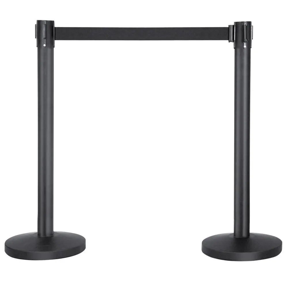 

2 x Queue Way Pole Crowd Control Retractable Barriers Belt Stanchion Set