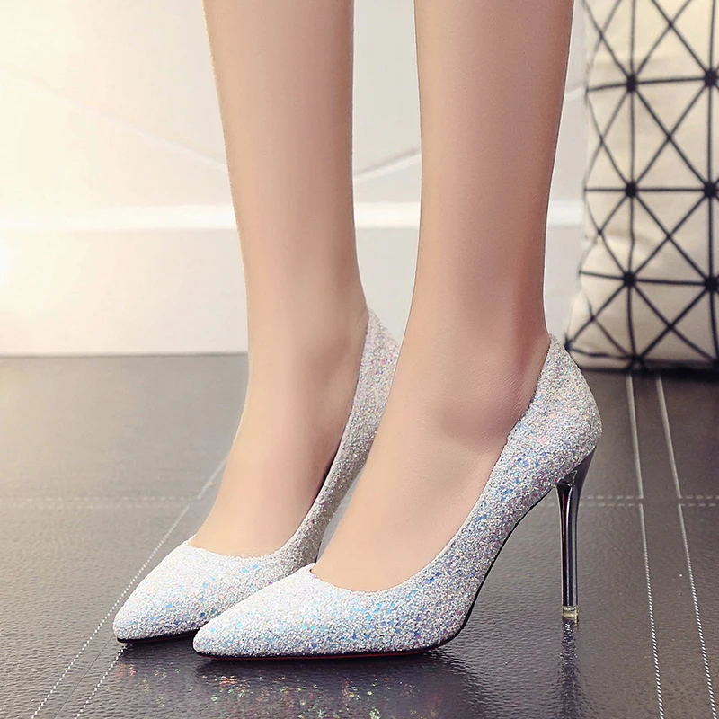 Woman Wedding Shoes Bling Supper High Heels Glitter Pumps Women Bridal