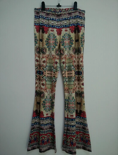 Модные брюки Бохо женские брюки с высокой талией и цветочным принтом