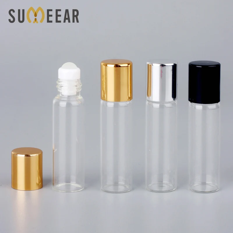 

100 Pieces/Lot 5ml Mini Refillable Perfume Bottle Roll on Bottles for Essential Oils Vial Empty Perfume Sample Roller Bottle