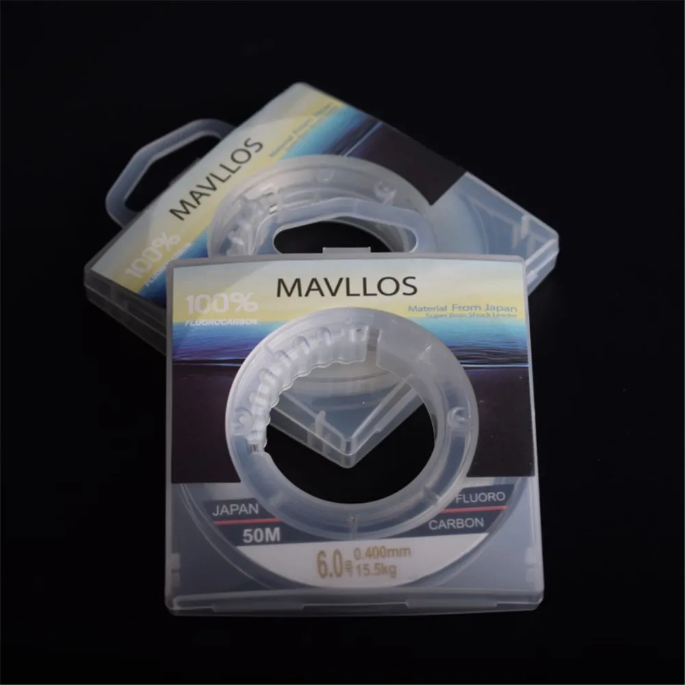 Mavllos 50m 100m 100% Monofilament Fluorocarbon Fishing Line Fishing Leader Fluorocarbon Line Carbon Fiber Sink Line Invisible